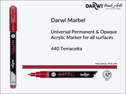 Darwi Marbel Acrylic Marker # 2 mm Terracotta 440, pisak do szkła i ceramiki Darwi Marbel # 2 mm Terracotta 440, marker o szkła i ceramiki Darwi Marbel # 2 mm Terracotta 440, zdobienie, szkło i ceramika, pisaki, markery,