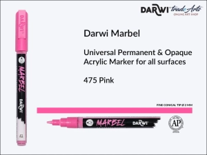Pisak, marker akrylowy do zdobienia szkła i ceramiki Darwi Marbel Acrylic Marker, końcówka stożkowa 2 mm, kolor: Pink 475