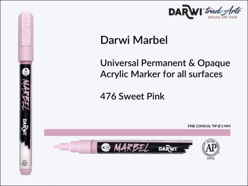Darwi Marbel Acrylic Marker # 2 mm Sweet Pink 476, pisak do szkła i ceramiki Darwi Marbel # 2 mm Sweet Pink 476 marker o szkła i ceramiki Darwi Marbel # 2 mm Sweet Pink 476, zdobienie, szkło i ceramika, pisaki, markery,