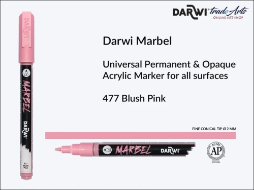 Darwi Marbel Acrylic Marker # 2 mm Blush Pink 477, pisak do szkła i ceramiki Darwi Marbel # 2 mm Blush Pink 477 marker o szkła i ceramiki Darwi Marbel # 2 mm Blush Pink 477, zdobienie, szkło i ceramika, pisaki, markery,