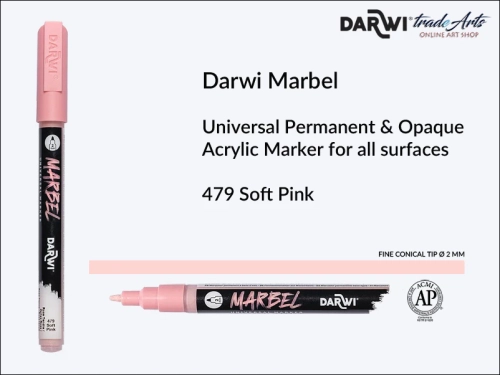 Darwi Marbel Acrylic Marker # 2 mm Soft Pink 479 pisak do szkła i ceramiki Darwi Marbel # 2 mm Soft Pink 479, marker o szkła i ceramiki Darwi Marbel # 2 mm Soft Pink 479, zdobienie, szkło i ceramika, pisaki, markery,