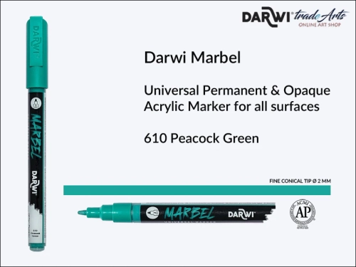 Darwi Marbel Acrylic Marker # 2 mm Peacock Green 610, pisak do szkła i ceramiki Darwi Marbel # 2 mm Peacock Green 610, marker o szkła i ceramiki Darwi Marbel # 2 mm Neon Pink 488, zdobienie, szkło i ceramika, pisaki, markery,