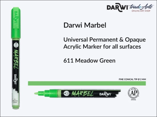 Darwi Marbel Acrylic Marker # 2 mm Meadow Green 611, pisak do szkła i ceramiki Darwi Marbel # 2 mm Meadow Green 611, marker o szkła i ceramiki Darwi Marbel # 2 mm Meadow Green 611, zdobienie, szkło i ceramika, pisaki, markery,