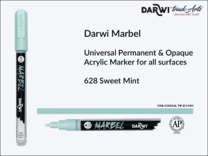 Pisak, marker akrylowy do zdobienia szkła i ceramiki Darwi Marbel Acrylic Marker, końcówka stożkowa 2 mm, kolor: Sweet Mint 628
