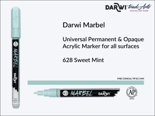 Darwi Marbel Acrylic Marker # 2 mm Sweet Mint 628, pisak do szkła i ceramiki Darwi Marbel # 2 mm Sweet Miny 628, marker o szkła i ceramiki Darwi Marbel # 2 mm Sweet Mint 628, zdobienie, szkło i ceramika, pisaki, markery,