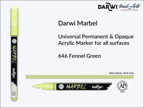 Darwi Marbel Acrylic Marker # 2 mm Fennel Green 646, pisak do szkła i ceramiki Darwi Marbel # 2 mm Fennel Green 646, marker o szkła i ceramiki Darwi Marbel # 2 mm Fennel Green 646, zdobienie, szkło i ceramika, pisaki, markery,