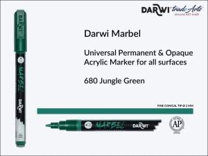 Pisak, marker akrylowy do zdobienia szkła i ceramiki Darwi Marbel Acrylic Marker, końcówka stożkowa 2 mm, kolor: Jungle Green 680