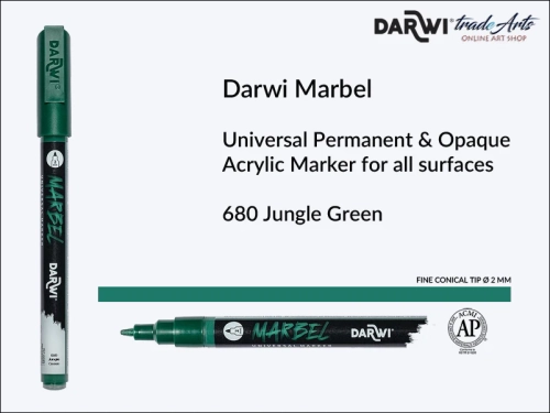 Darwi Marbel Acrylic Marker # 2 mm Jungle Green 680, pisak do szkła i ceramiki Darwi Marbel # 2 mm Jungle Green 680, marker o szkła i ceramiki Darwi Marbel # 2 mm Jungle Green 680, zdobienie, szkło i ceramika, pisaki, markery,