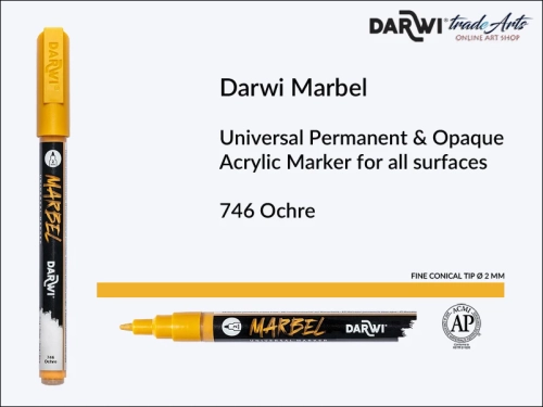 Darwi Marbel Acrylic Marker # 2 mm Ochre 746, pisak do szkła i ceramiki Darwi Marbel # 2 mm Ochre 746, marker o szkła i ceramiki Darwi Marbel # 2 mm Ochre 746, zdobienie, szkło i ceramika, pisaki, markery,