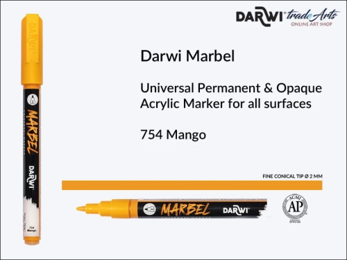Darwi Marbel Acrylic Marker # 2 mm Mango 754, pisak do szkła i ceramiki Darwi Marbel # 2 mm Mango 754, marker o szkła i ceramiki Darwi Marbel # 2 mm Mango 754, zdobienie, szkło i ceramika, pisaki, markery,