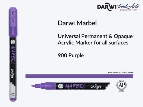 Darwi Marbel Acrylic Marker # 2 mm Purple 900, pisak do szkła i ceramiki Darwi Marbel # 2 mm Purple 900, marker o szkła i ceramiki Darwi Marbel # 2 mm Purple 900, zdobienie, szkło i ceramika, pisaki, markery,