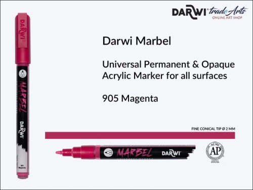 Darwi Marbel Acrylic Marker # 2 mm Magenta 905, pisak do szkła i ceramiki Darwi Marbel # 2 mm Magenta 905, marker o szkła i ceramiki Darwi Marbel # 2 mm Magenta 905, zdobienie, szkło i ceramika, pisaki, markery,