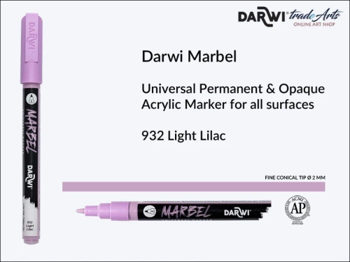 Darwi Marbel Acrylic Marker # 2 mm Light Lilac 932, pisak do szkła i ceramiki Darwi Marbel # 2 mm Light Lilac 932, marker o szkła i ceramiki Darwi Marbel # 2 mm Light Lilac 932, zdobienie, szkło i ceramika, pisaki, markery,