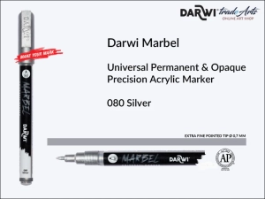 Pisak, marker akrylowy do zdobienia szkła i ceramiki Darwi Marbel Precision Acrylic Marker, końcówka spiczasta 0,7 mm, kolor: Metallic Silver 080