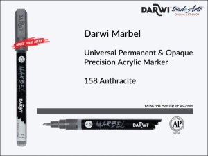 Pisak, marker akrylowy do zdobienia szkła i ceramiki Darwi Marbel Precision Acrylic Marker, końcówka spiczasta 0,7 mm, kolor: Anthracite 158