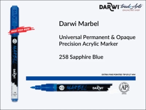Pisak, marker akrylowy do zdobienia szkła i ceramiki Darwi Marbel Precision Acrylic Marker, końcówka spiczasta 0,7 mm, kolor: Sapphire Blue 258