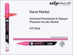 Pisak, marker akrylowy do zdobienia szkła i ceramiki Darwi Marbel Precision Acrylic Marker, końcówka spiczasta 0,7 mm, kolor: Pink 475