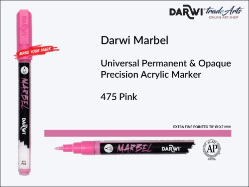 Darwi Marbel Precision Acrylic Marker Ø 0,7 mm Pink 475, pisak do szkła i ceramiki Darwi Marbel Ø 0,7 mm Pink 475, marker o szkła i ceramiki Darwi Marbel Ø 0,7 mm Pink 475, liner, zdobienie, szkło, ceramika, pisaki,