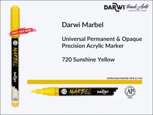 Pisak, marker akrylowy do zdobienia szkła i ceramiki Darwi Marbel Precision Acrylic Marker, końcówka spiczasta 0,7 mm, kolor: Sunshine Yellow 720