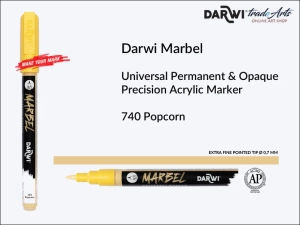 Pisak, marker akrylowy do zdobienia szkła i ceramiki Darwi Marbel Precision Acrylic Marker, końcówka spiczasta 0,7 mm, kolor: Popcorn 740