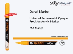 Pisak, marker akrylowy do zdobienia szkła i ceramiki Darwi Marbel Precision Acrylic Marker, końcówka spiczasta 0,7 mm, kolor: Mango 754
