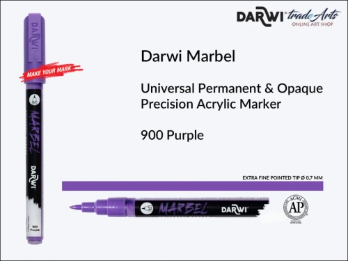 Darwi Marbel Precision Acrylic Marker Ø 0,7 mm Purple 900, pisak do szkła i ceramiki Darwi Marbel Ø 0,7 mm Purple 900, marker o szkła i ceramiki Darwi Marbel Ø 0,7 mm Purple 900, liner, zdobienie, szkło, ceramika, pisaki,