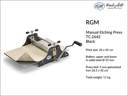 RGM Manual Etching Press TC.2642 Black, prasa do linorytu ręczna RGM TC.2642 czarna, RGM prasa drukarska do linorytu TC.2642 Black, linoryt, prasa do linorytu, chalkografia, druk, prasa drukarska,