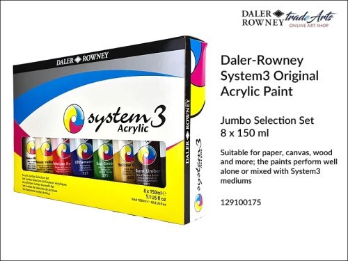 Daler-Rowney System3 Original Acrylic Selection Set 8x150 ml, zestaw DR System3 Acrylic Selection Set 8 x 150 ml, komplet farb akrylowych DR Selection Set 8x150 ml ml, zestaw farb akrylowych, Daler-Rowney,