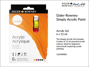 Daler-Rowney Simply Acrylic Paint Set zestaw farb akrylowych, opak. 6 x 12 ml, blister