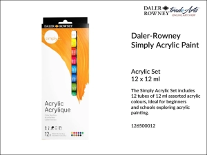 Daler-Rowney Simply Acrylic Paint Set zestaw farb akrylowych, opak. 12 x 12 ml, blister 