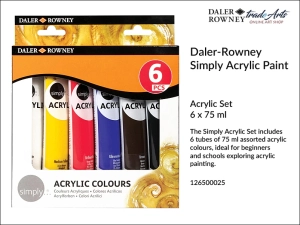 Daler-Rowney Simply Acrylic Paint Set zestaw farb akrylowych, opak. 6 x 75 ml, blister 