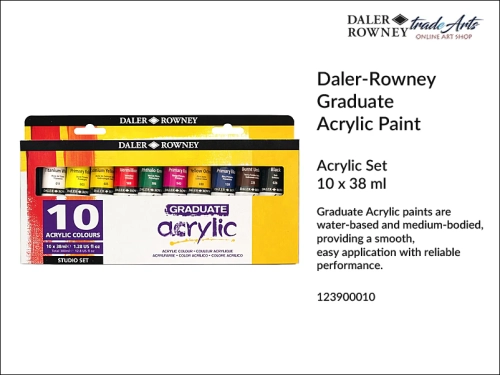 DR Graduate Acrylic Studio Set 10x38 ml, zestaw farb akrylowych DR Graduate Studio Set 10x38 ml, farby akrylowe DR Graduate Studio Set 10x38 ml, farby akrylowe Graduate Daler-Rowney,