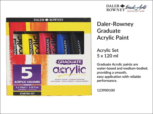 DR Graduate Acrylic Starter Set 5 x 120 ml, zestaw farb akrylowych DR Graduate Acrylic Starter Set 5x120 ml, farby akrylowe DR Graduate Acrylic Starter Set 5x120 ml, farby akrylowe Graduate Daler-Rowney,