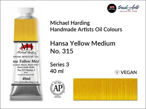 Michael Harding Artists Oil Colours Hansa Yellow Medium 315, farba olejna Hansa Yellow Medium 315 Michael Harding, Michael Harding - farba olejna Hansa Yellow Medium 315, farby olejne Michael Harding,