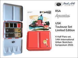 RSA Aquarius Mini Urban Sketchers USK Toulouse Set Limited Edition, zestaw 4 półkostek, metalowa kasetka