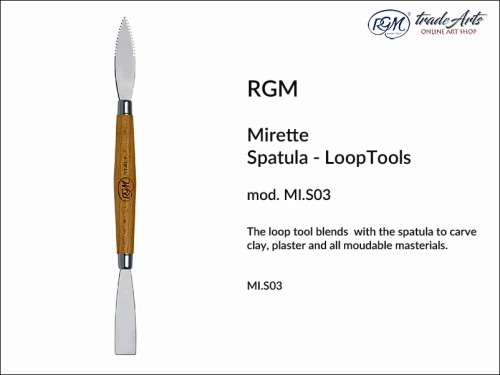 RGM Mirette Loop Tool Spatula MI.S03, szpatułka dwustronna metalowa do gliny Mirette RGM MI.S03, szpatułka RGM Mirette MI.S03 do do modelowania gliny, Mirette RGM Spatula szpatułki do modelowania gliny,