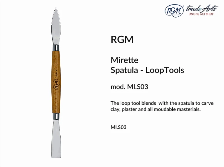 RGM Mirette Loop Tool Spatula MI.S03, szpatułka dwustronna metalowa do gliny Mirette RGM MI.S03, szpatułka RGM Mirette MI.S03 do do modelowania gliny, Mirette RGM Spatula szpatułki do modelowania gliny,