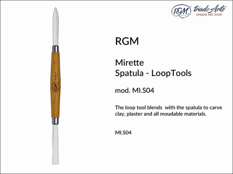 RGM Mirette Loop Tool Spatula MI.S04, szpatułka dwustronna metalowa do gliny Mirette RGM MI.S04, szpatułka RGM Mirette MI.S04 do do modelowania gliny, Mirette RGM Spatula szpatułki do modelowania gliny,