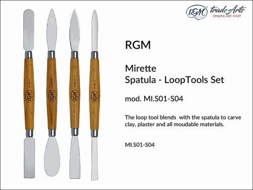 RGM Mirette Loop Tools Spatula Set 4 pcs., szpatułki dwustronne metalowe do gliny Mirette RGM MI.S01-4 Set, szpatułki RGM Mirette MI.S01-04 Set do do modelowania gliny, Mirette RGM Tools Spatula Set szpatułki do gliny,