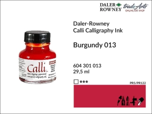 Tusz kaligraficzny akrylowy Calli Ink Daler-Rowney, kolor: Burgundy 013, opak. 29,50 ml 