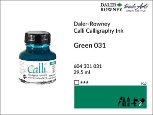 Tusz kaligraficzny akrylowy Calli Ink Daler-Rowney, kolor: Green 031, opak. 29,50 ml 