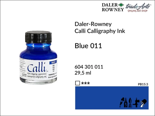 Tusz kaligraficzny akrylowy Calli Ink Daler-Rowney, Daler-Rowney Calli Ink tusz kaligraficzny akrylowy, tusz kaligraficzny akrylowy Daler-Rowney, tusze, tusze kaligraficzne, kaligrafia, tusz Calli Blue 011 Daler-Rowney,