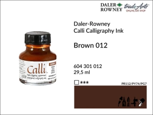 Tusz kaligraficzny akrylowy Calli Ink Daler-Rowney, kolor: Brown 012, opak. 29,50 ml 