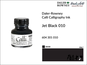 Tusz kaligraficzny akrylowy Calli Ink Daler-Rowney, kolor: Black Jet 010, opak. 29,50 ml 