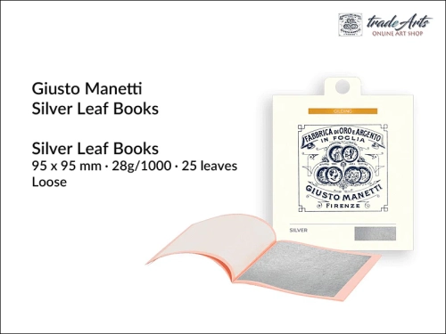 Srebro czyste luźne w płatkach 95x95 mm Giusto Manetti, Giusto Manetti srebro czyste luźne w płatkach 95x95 mm, cena od 76,90 zł ks. 25 płatków, srebro w płatkach luźne i transferowe, tradearts,