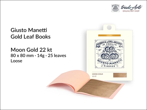 Manetti Gold Loose Leaf Booklets Moon Gold 22 kt 14g  25 leaves, Manetti złoto płatkowe luźne Moon Gold 22 kt 14g ks. 25 płatków, złoto płatkowe Giusto Manetti, złoto w płatkach, złoto, złocenia, konserwatorstwo, pozłotnictwo;