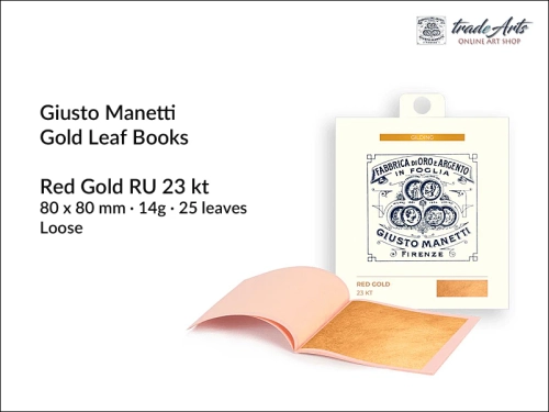 Manetti Gold Loose Leaf Booklets Red Gold RU 23 kt 25 leaves, Manetti złoto płatkowe Red Gold RU 23 kt ks. 25 płatków, złoto płatkowe Giusto Manetti, złoto w płatkach, złoto, złocenia, konserwatorstwo, pozłotnictwo;