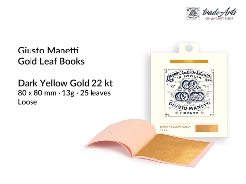 Manetti Gold Loose Leaf Booklets Dark Yellow 22 kt 13g  25 leaves, Manetti złoto luźne płatkowe Dark Yellow 22 kt 13g ks. 25 płatków, złoto płatkowe Giusto Manetti, złoto w płatkach, złoto, złocenia,
