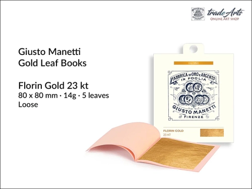 Manetti Gold Loose Leaf Booklets Florin Gold 23 kt 13g  5 leaves, Manetti złoto luźne płatkowe Florin Gold 23 kt 13g ks. 5 płatków, złoto płatkowe Giusto Manetti, złoto w płatkach, złoto, złocenia,