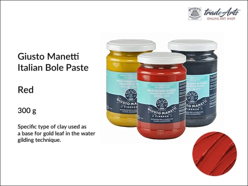 Italian Red Bole Paste Giusto Manetti for water gilding 300g, pulment czerwony do złoceń 300 g Giusto Manetti,  Giusto Manetti pulment czerwony 300 g do pozłotnictwa, pulmenty, pulment czerwony, złocenia, pozłotnictwo,